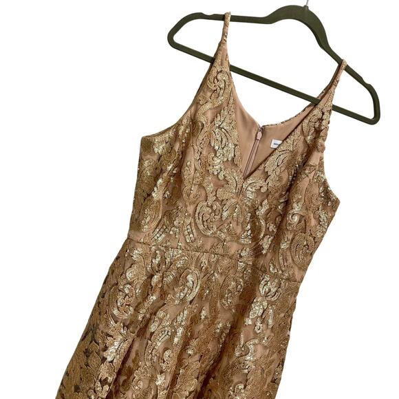 Dress the Population Women's Gold Sequin Blair Fit-&-Flare Midi Dress ; Large - Picture 3 of 15
